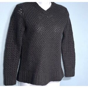 Vtg Express Wool‎ Waffle Knit Sweater Womens Small Grunge Y2K Gorpcore Academia